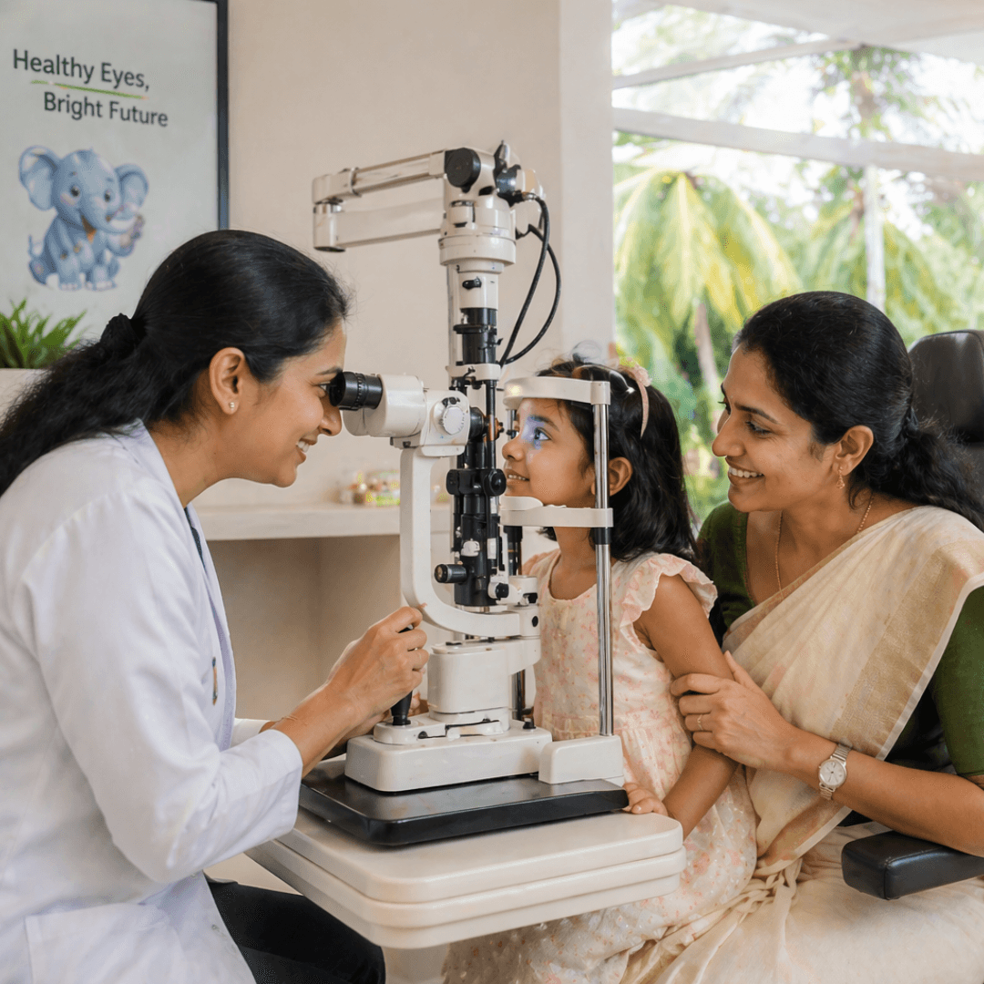 Children's eye care. Child-friendly exam or consult photography